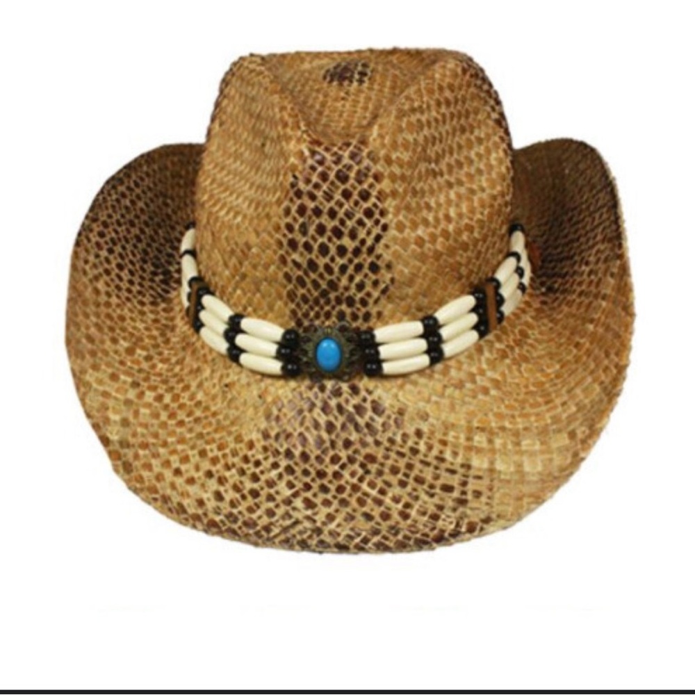 Brown Cowboy Hat with Beaded Band